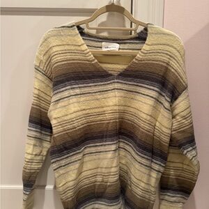 Wilfred Free V-Neck Sweater - Cream and Brown Stripes